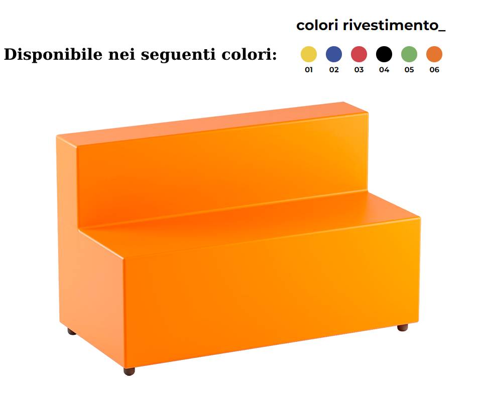 POUF RETTANGOLARE CON SCHIENALE 120 COL.120X40/60 X H 46/76 CM