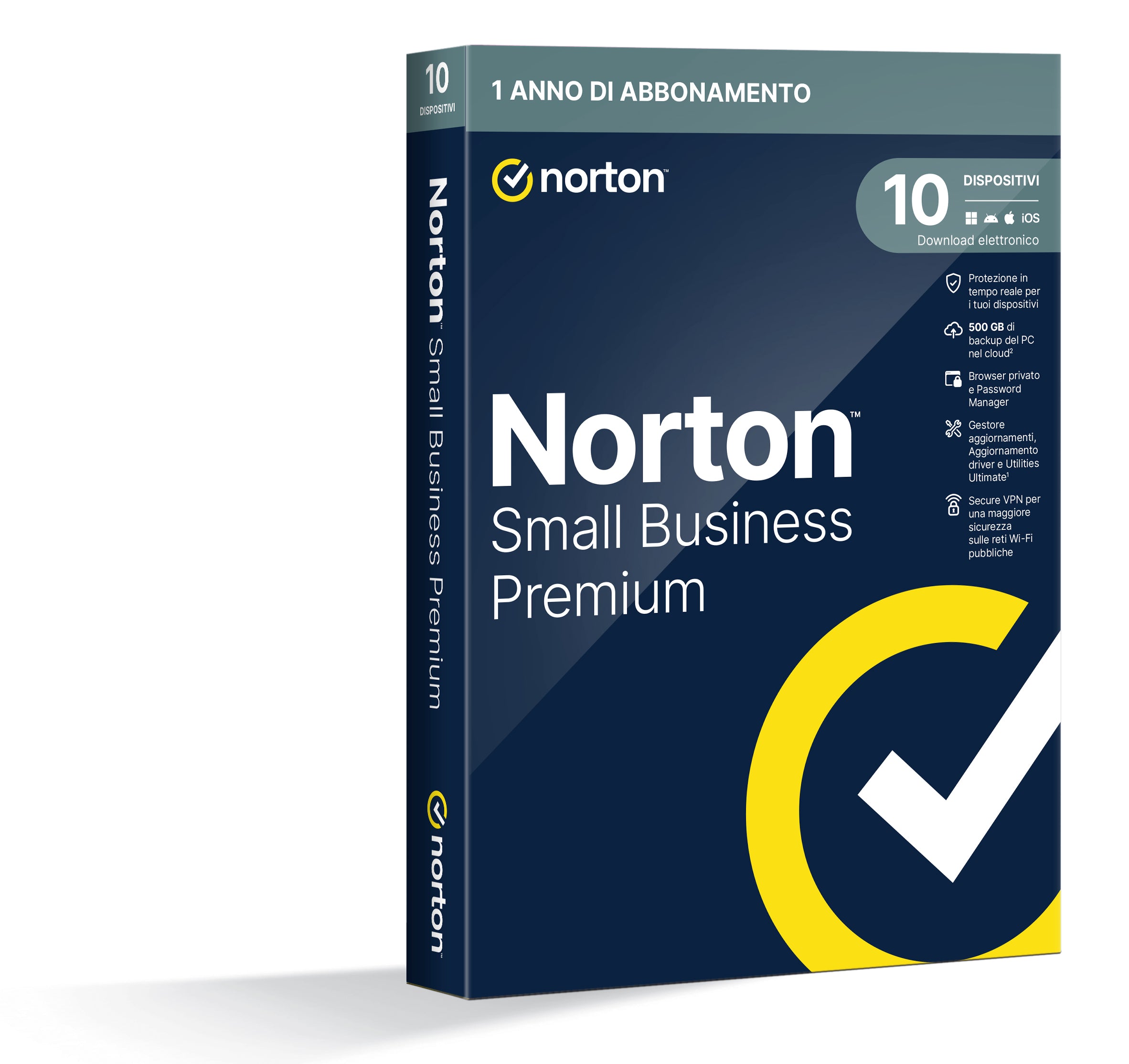 NORTON SMALL BUSINESS PREMIUM 1USER 10 DEV 500GB BACKUP 12 MESI