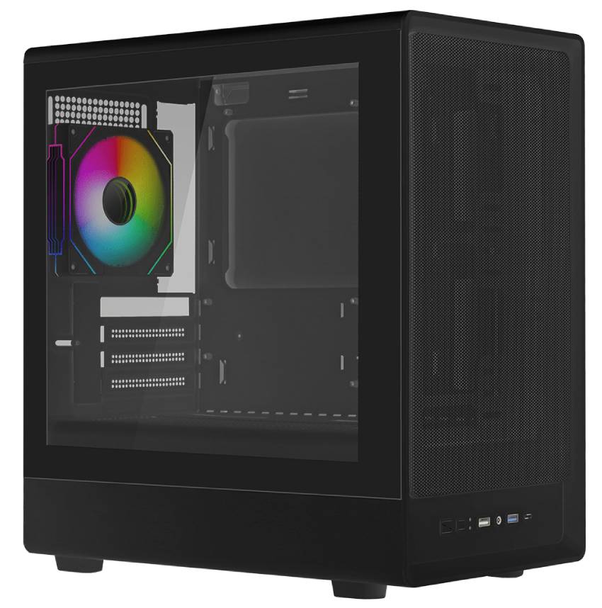 CASE MID-TOWER NOPSU NEXUS BK PK200 2USB3 1USBC 1FAN RGB VETRO TYPE C
