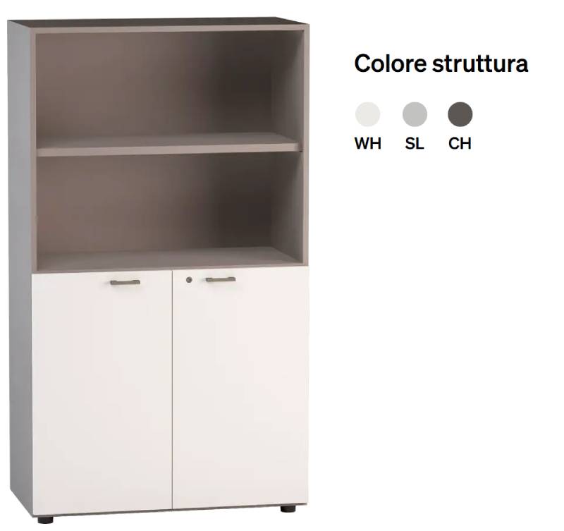 LIBRERIA MEDIA A GIORNO SUPERIORE 90X46,3X158,3H CON ANTE