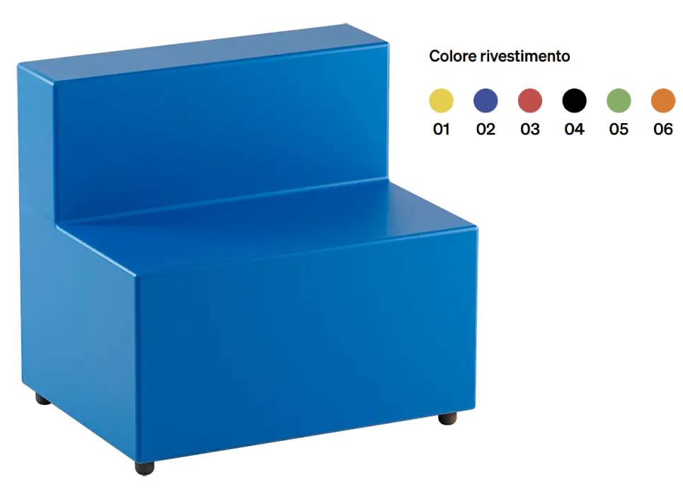 POUF RETTANGOLARE CON SCHIENALE 80 COL. 80X40/60 X H 46/76 CM