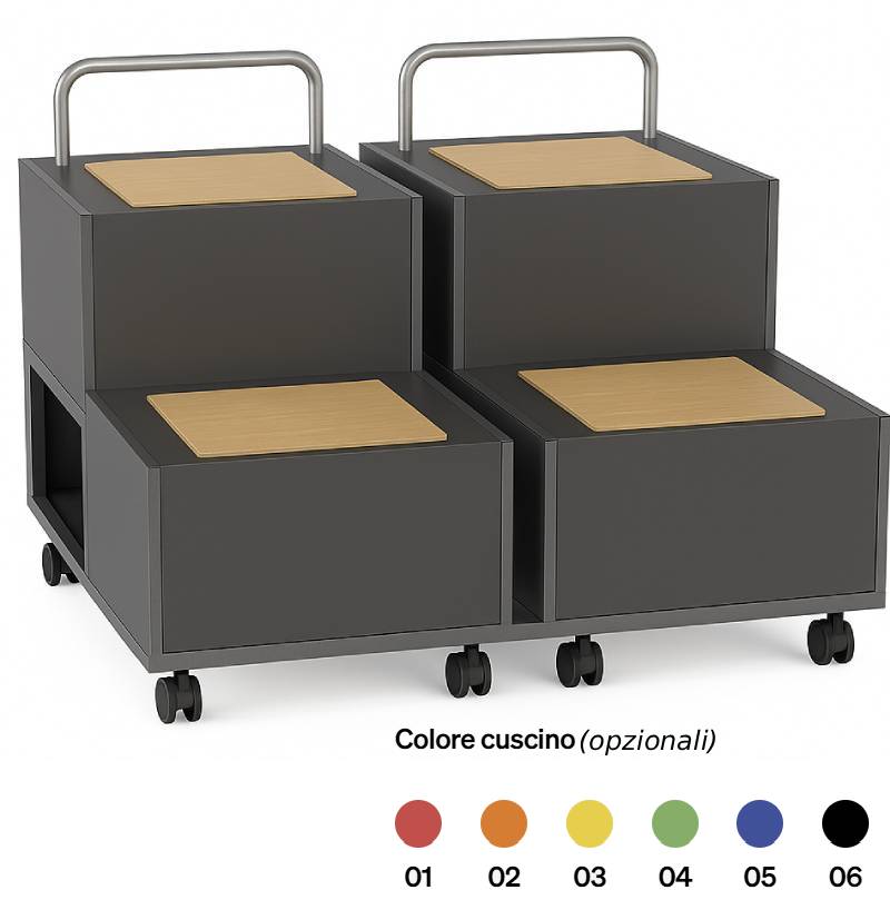 TRIBUNETTA PER DEBATE SU RUOTE VANI LAT. 4 POSTI ( CUSCINI OPZ. )