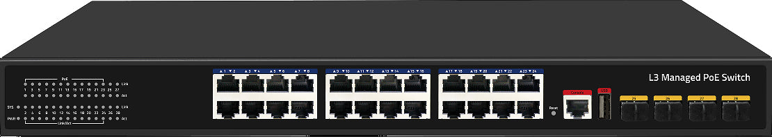 SWITCH 24P GIGABIT POE+ +4 10G SFP SLOTS/400W