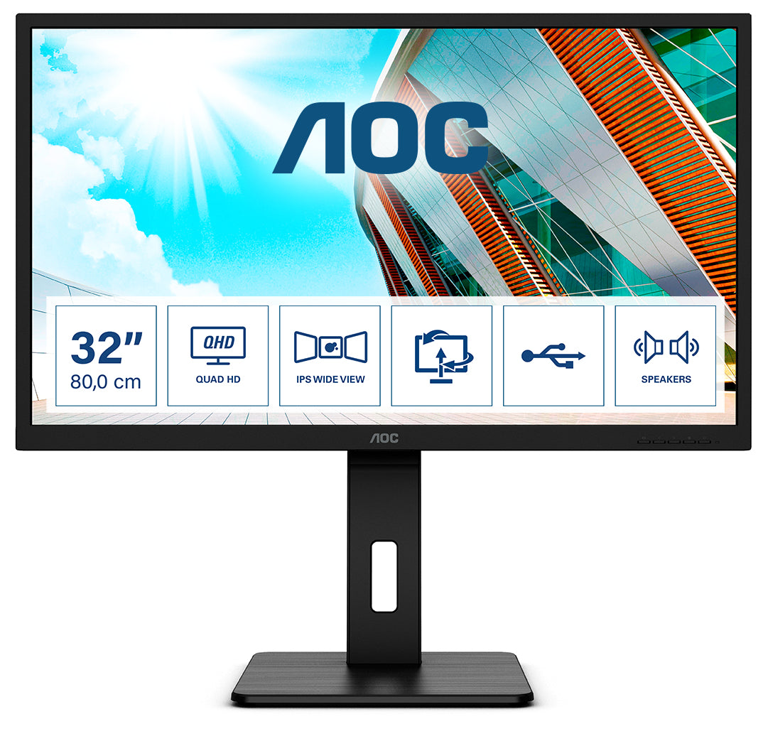 MON 31,5 IPS HDMI DP QHD MM 4MS AOC Q32P2 REG ALTEZZA PIVOT