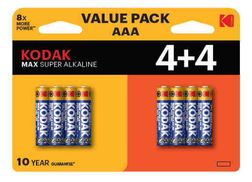 BATTERIA AAA 1,5V LR3 KODAK MAX ALCALINE 8PZ