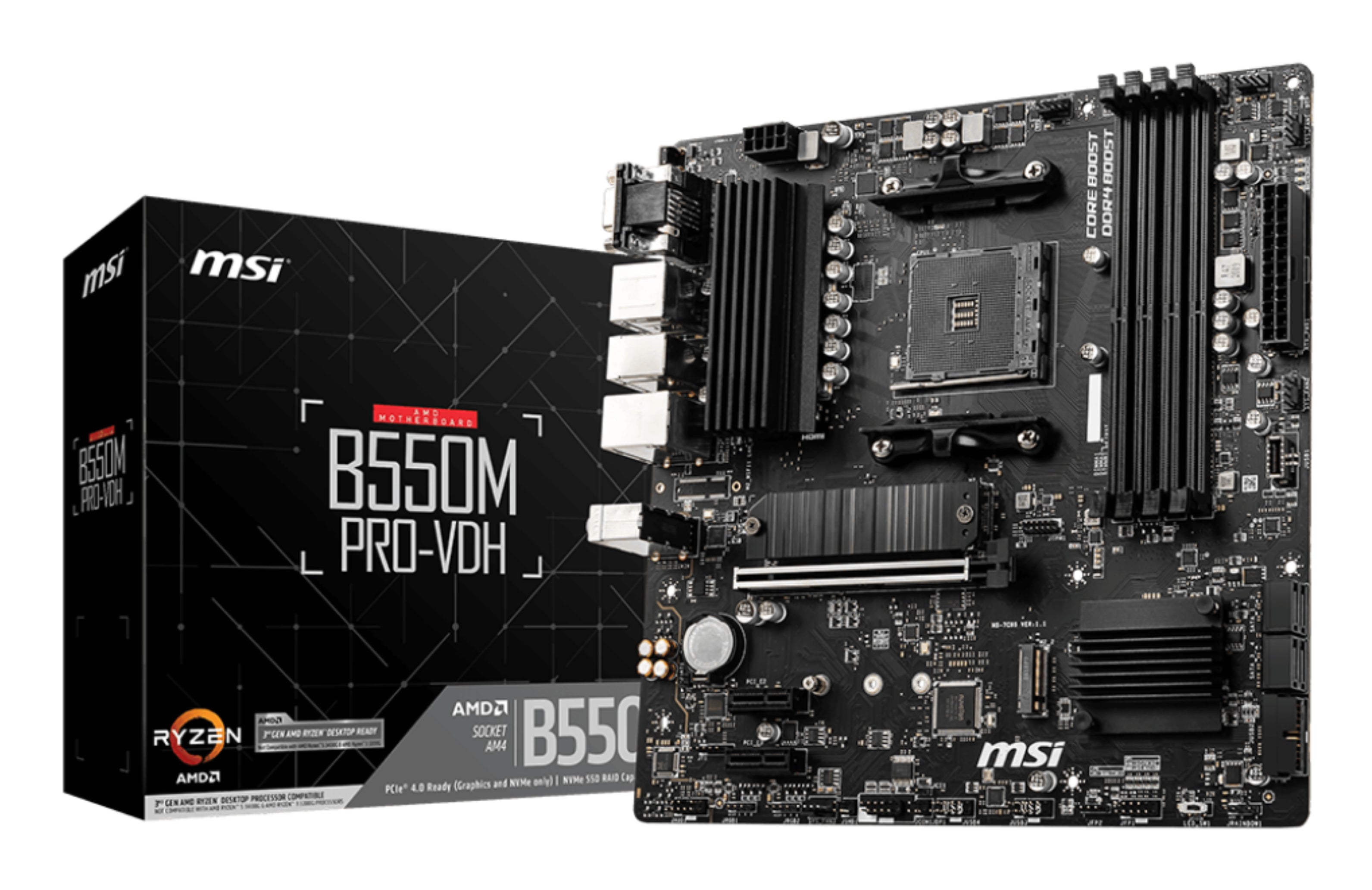 MB MSI B550M PRO-VDH AM4 RYZ9 4D4 4S3 2M.2 U3.2 GBLAN V/H/DP RAID