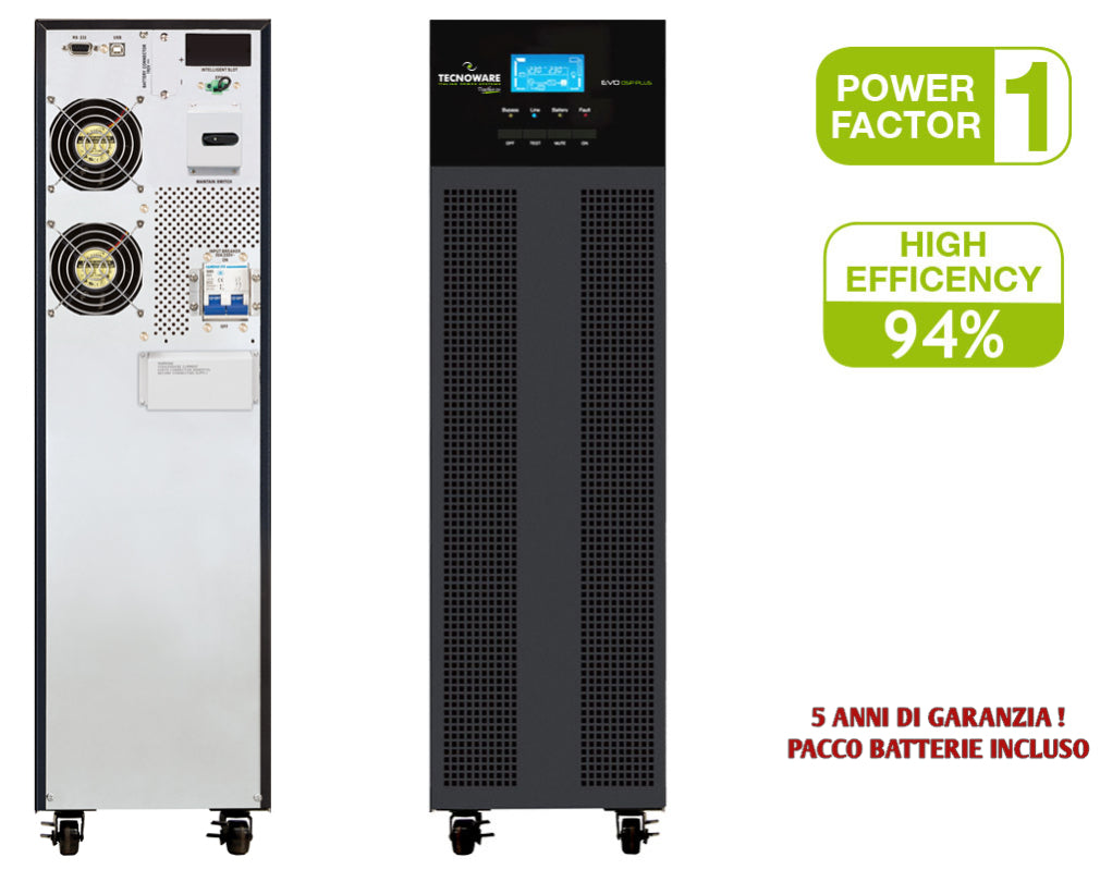 UPS 10 KVA TOWER EVO DSP PLUS ONLIN DSP 16 BATTERIE 12V 9AH 5 ANNI GAR