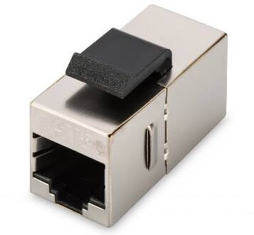 COUPLER CAT5E RJ45 UTP F/F NERO CON GANCI PER PANNELLI