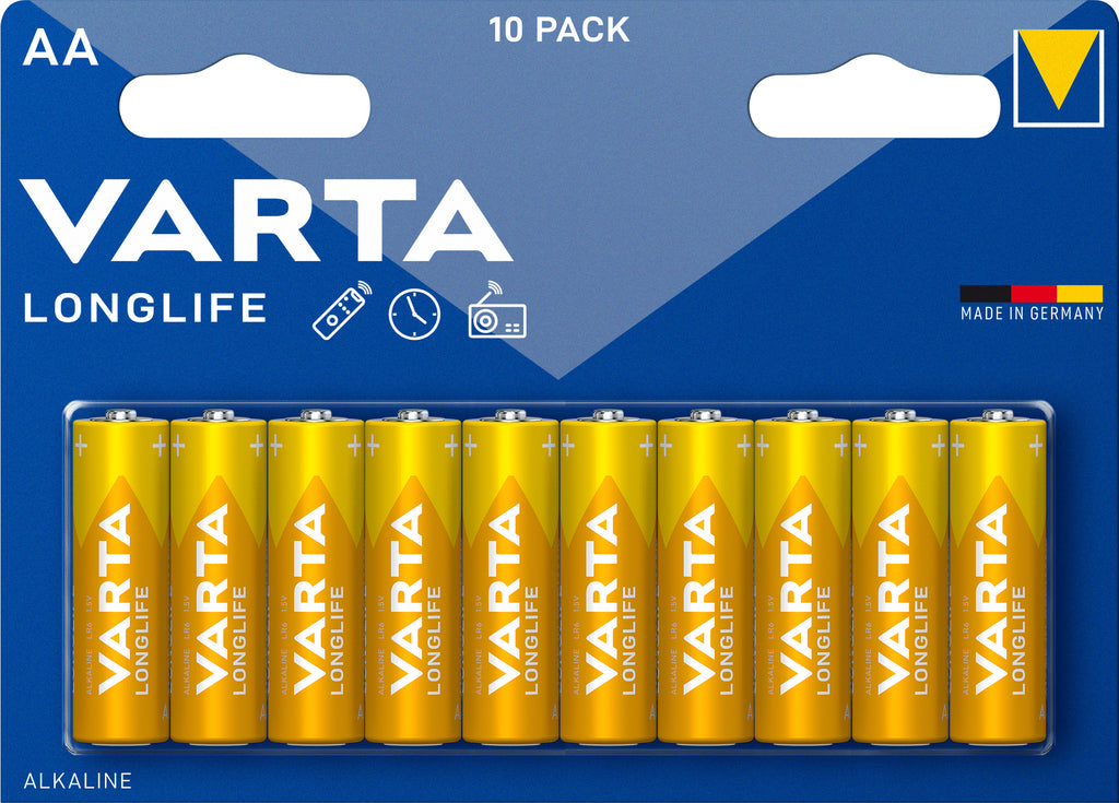 BATTERIA STILO AA 1,5V LR06 LONG LIFE 10PZ VARTA MEGAPACK