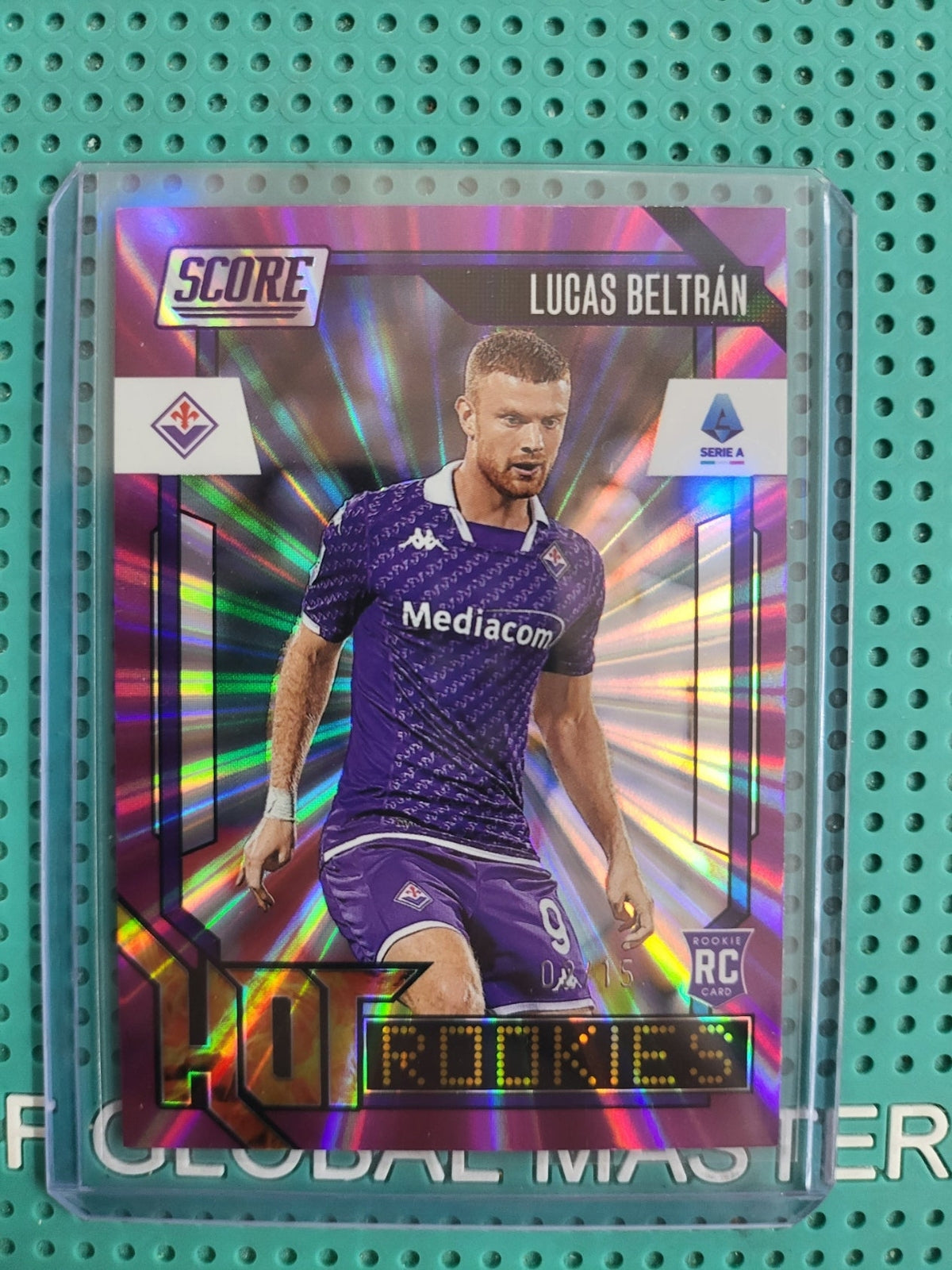 panini score 2023/2024 lucas beltran hot rookies laser purple 2/15 n17