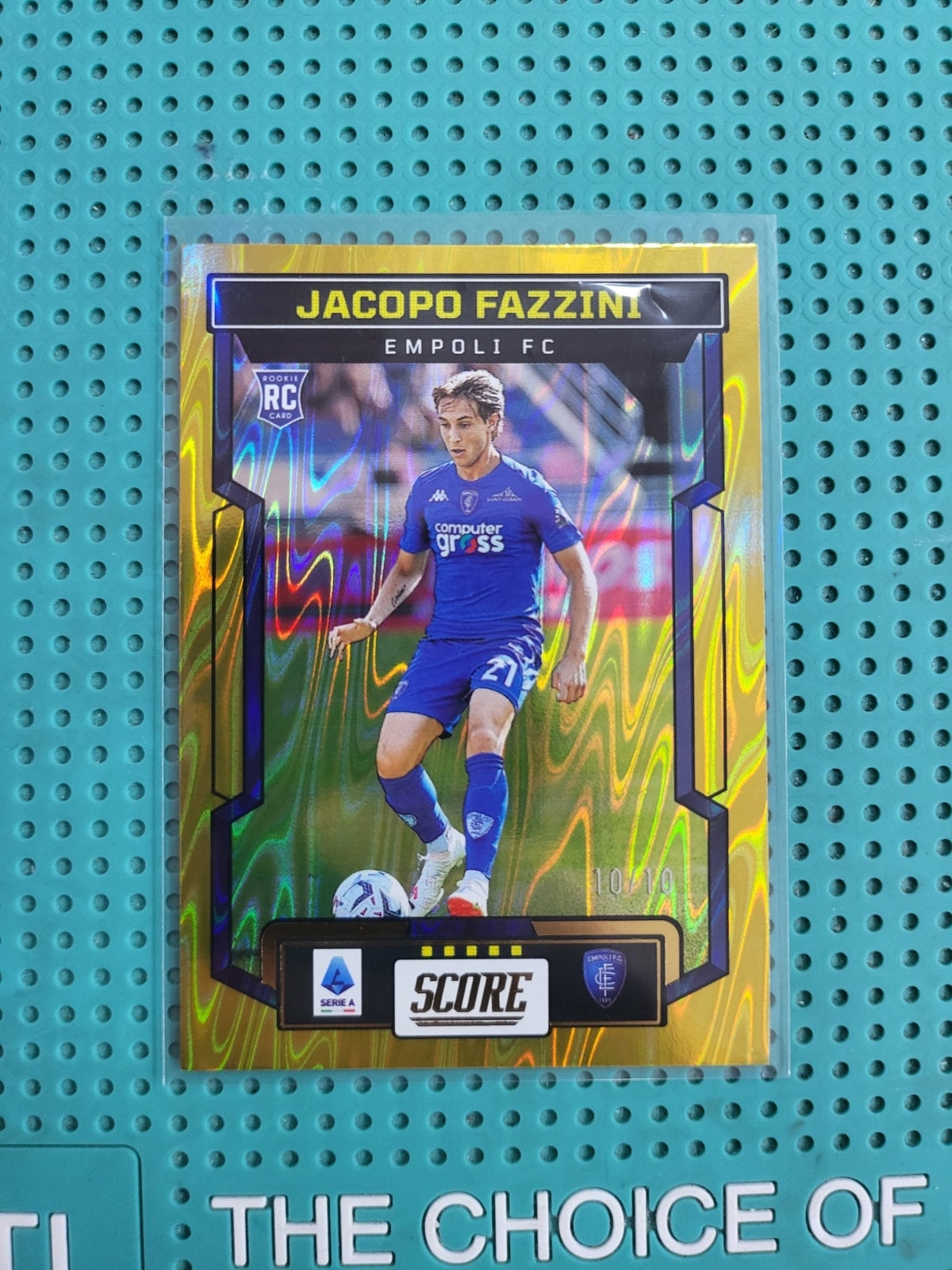 panini score 2023/2024 jacopo fazzini rookie laser yellow 10/10 n30
