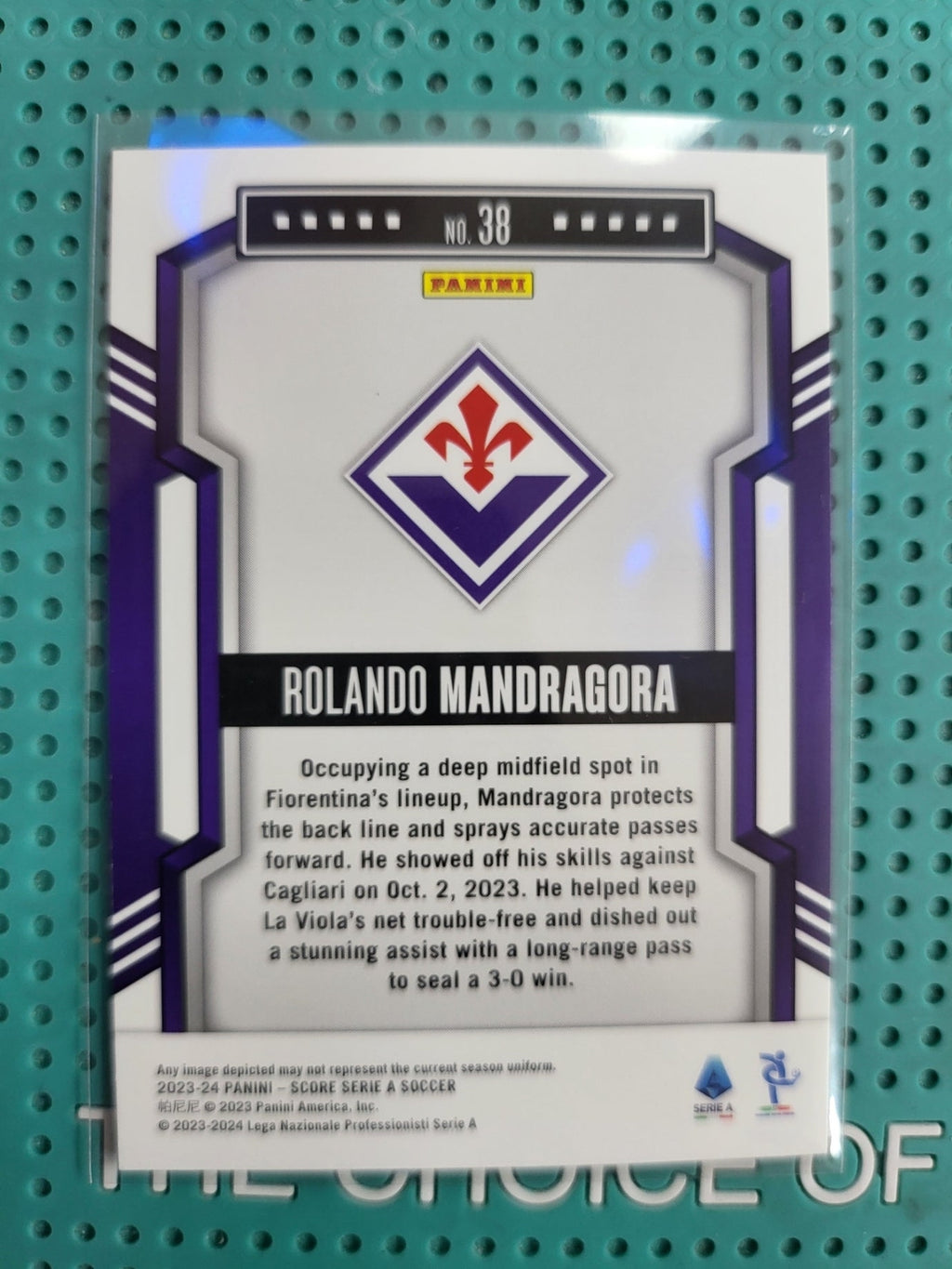 panini score 2023/2024 rolando mandragora laser green 5/15 n38