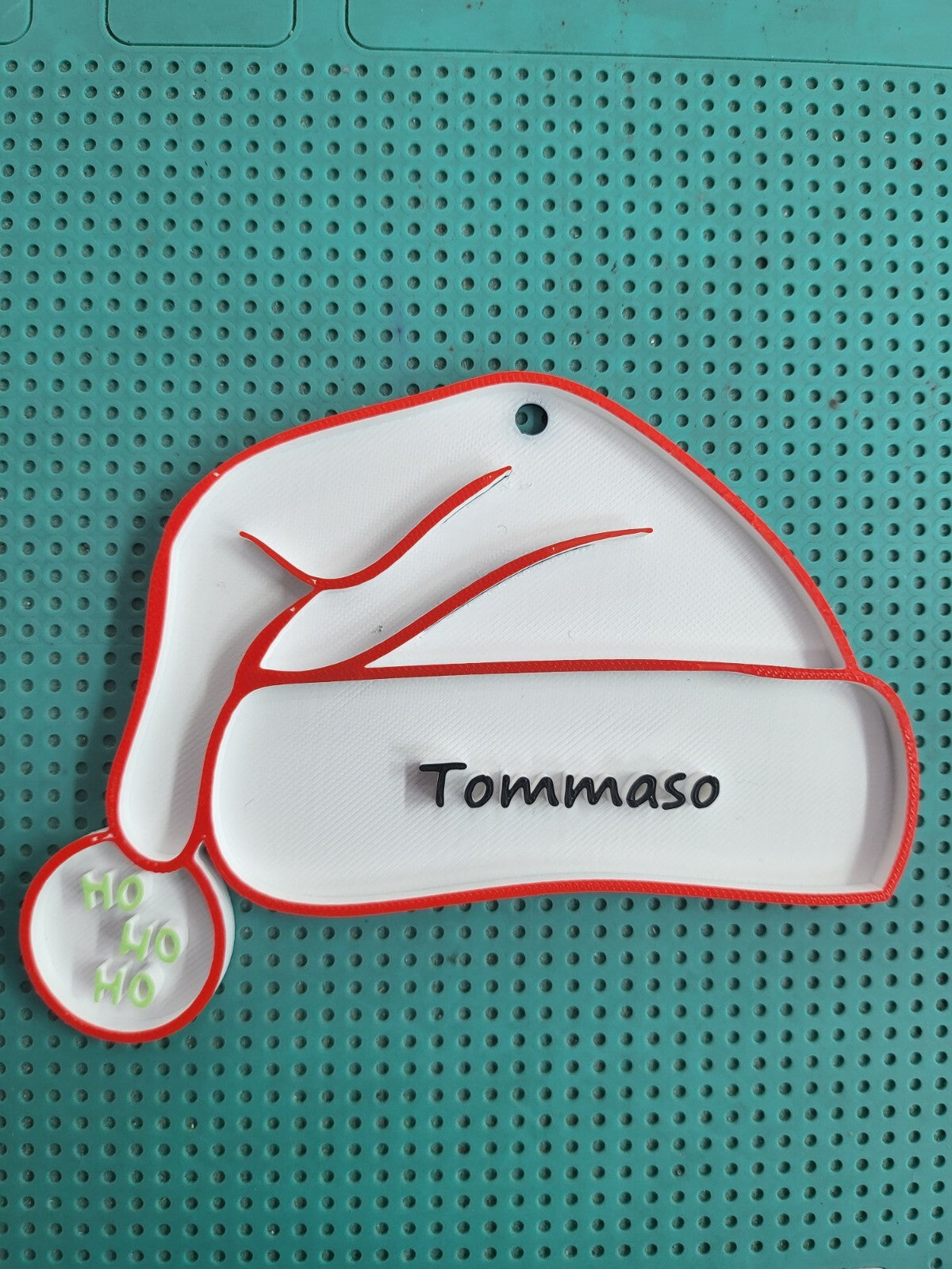 idea regalo cappello di babbo natale 3d  da appendere con nome personalizzato