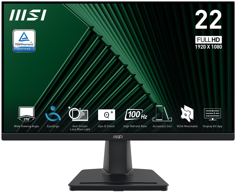 MON 21,5 IPS HDMI VGA 16:9 100HZ MSI PRO MP225 BLACK VESA FHD