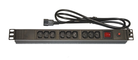 ARMADIO RACK MULTIPRESA 9 PRESE 19 FEMMINE IEC C13 CON INTERRUTTORE