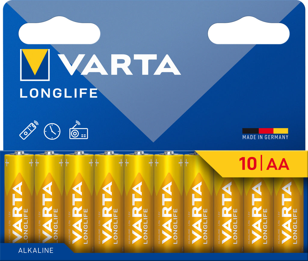 BATTERIA STILO AA 1,5V LR06 LONG LIFE 10PZ VARTA MEGAPACK