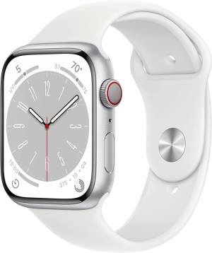 Apple Watch Serie8 Cell 45mm Silver Aluminium Case/White Sport Band MP4J3TY/A