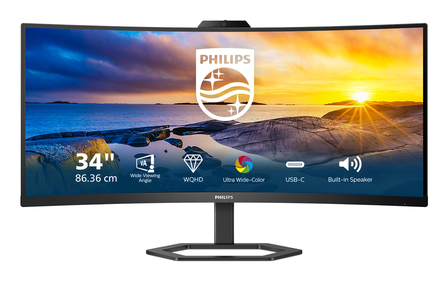MON 34IPS 3440X1440 HDMI DP USBC 21:9 MM 1MS WEB 34E1C5600HE CURVED